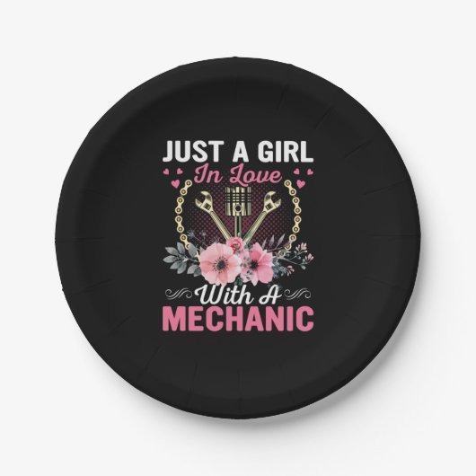 Assiettes En Carton Mechanic Just A Girl In Love With A Mechanic (Devant)