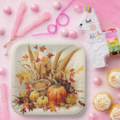 Assiettes En Carton Médaille de la Gratitude d'or : le feuillage et le (Fête)