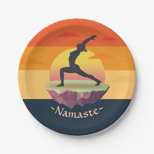 Assiettes En Carton Méditation de l'instructeur de yoga Pose Sun Flyin (Devant)
