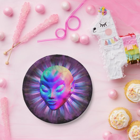 Assiettes En Carton Méditation psychédélique Alien (Fête)