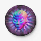Assiettes En Carton Méditation psychédélique Alien (Devant)