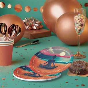 Assiettes En Carton Méditation Yoga paisible Lune Sky Ocean Beach
