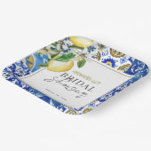 Assiettes En Carton Mediterranean Blue Tile Citrus Lemon Bridal Shower (Angulaire)