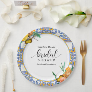 Assiettes En Carton Méditerranée Italie Carreaux Bleus Enterrement de