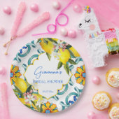 Assiettes En Carton Méditerranée Majolica tuiles citrons douche nuptia (Fête)