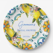 Assiettes En Carton Méditerranée Majolica tuiles citrons douche nuptia (Devant)