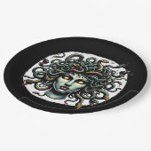 Assiettes En Carton Medusa face verte pleine de serpents (Angle)