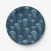 Assiettes En Carton Méduse bleue de l'océan (Devant)