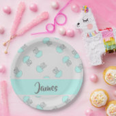 Assiettes En Carton Méduse bleue sur gris (Fête)