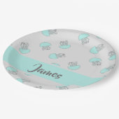 Assiettes En Carton Méduse bleue sur gris (Angle)