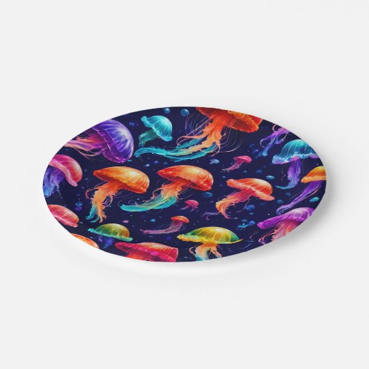 Assiettes En Carton Méduse colorée (Angle)