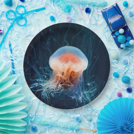 Assiettes En Carton Méduse sous l'eau - Luminosité foncée (Fête)