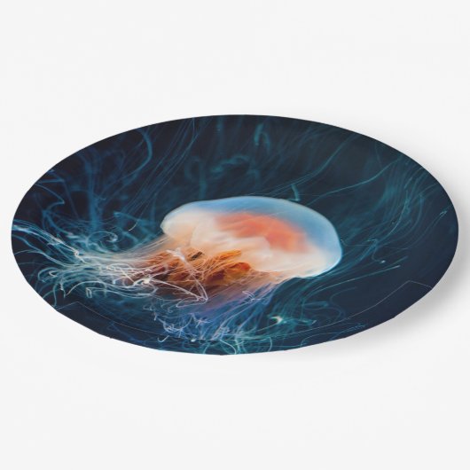 Assiettes En Carton Méduse sous l'eau - Luminosité foncée (Angle)