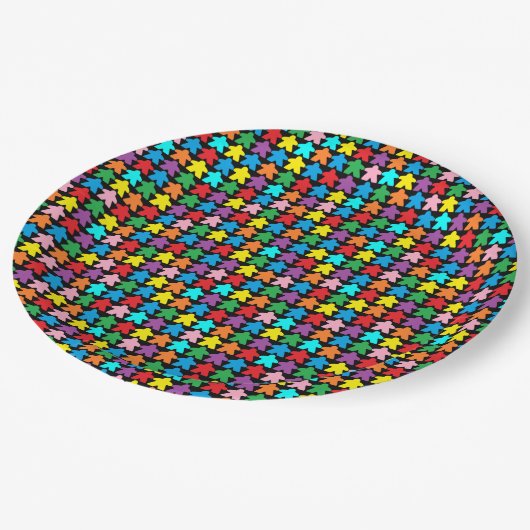 Assiettes En Carton Meeples multicolores (Angle)