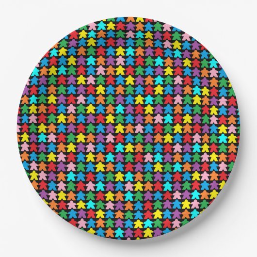 Assiettes En Carton Meeples multicolores (Devant)