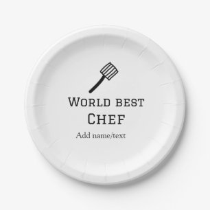 Assiettes En Carton Meilleur chef du monde ajouter nom texte cuisine m