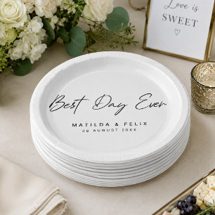 Assiettes En Carton Meilleur jour jamais   Mariage blanc minimaliste