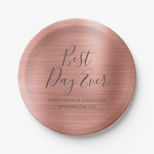 Assiettes En Carton Meilleur Jour jamais Rose Gold Blush Pink Mariage