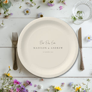 Assiettes En Carton MEILLEURE JOURNÉE JAMAIS ! Moderne Mariage Minimal