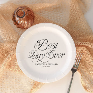 Assiettes En Carton Meilleure journée qui soit Mariage minimaliste mod
