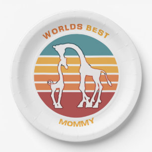 Assiettes En Carton Meilleure maman du monde, Giraffes