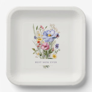 Assiettes En Carton Meilleure maman Ever English Garden Bouquet Fête d