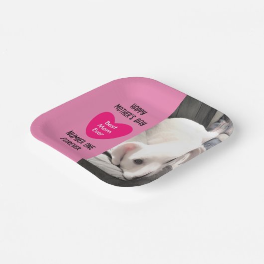 Assiettes En Carton Meilleure maman jamais Chien Chien Chien Rosé Coeu (Angulaire)