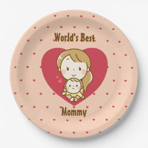 Assiettes En Carton Meilleure maman mignonne Fête des Mères Kawaii Car