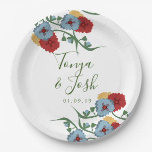 Assiettes En Carton Mélange de fleurs mexicaines botanique floral joli