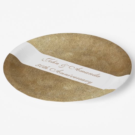 Assiettes En Carton Mélange d'or jaune Plaques d'anniversaire personna (Angle)