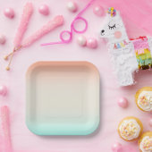 Assiettes En Carton Mélanges de lin corail bleu (Fête)