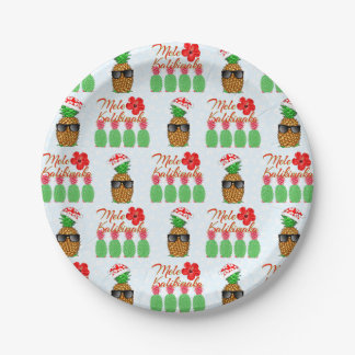 Assiettes En Carton Mele Kalikimaka Hawaiian Pineappy Joyeux Noël