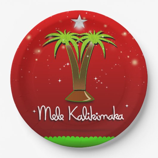 Assiettes En Carton Mele Kalikimaka Palm Tree pour Noël (Devant)