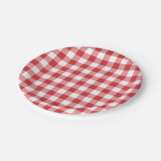 Assiettes En Carton Mellow Classic Gingham - red white check plaid. (Angle)