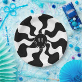 Assiettes En Carton Melt de sourire - Noir et Blanc (Fête)