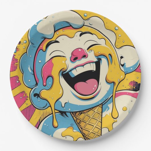 Assiettes En Carton Melting Joy – Ice Cream Pop Art Explosion (Devant)