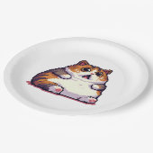 Assiettes En Carton Mème de chat gras orange choqué pixel art (Angle)