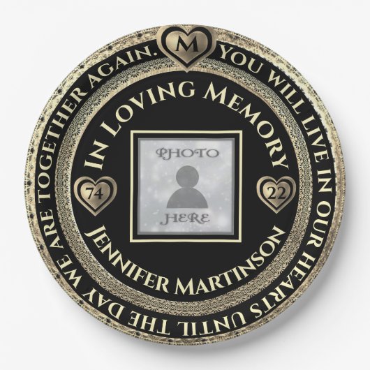 Assiettes En Carton Mémoire d'amour commémorative (Devant)