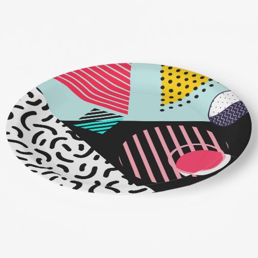 Assiettes En Carton Memphis Motif (Angle)