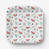 Assiettes En Carton Memphis Style Motif d'été tropical (Recto)