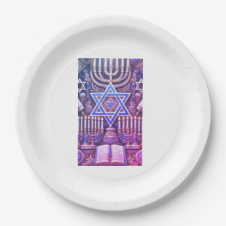 Assiettes En Carton Ménorah hébraïque juive Judaïsme