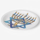Assiettes En Carton Menorah juive (Angle)