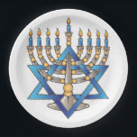 Assiettes En Carton Menorah juive<br><div class="desc">Plaques de dîner en papier Hanoukka Party. C'est de la Menorah juive pour des Ups faciles propres.</div>