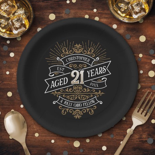 Assiettes En Carton Mens Funny Whiskey 21e anniversaire