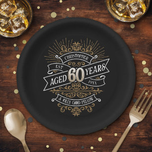 Assiettes En Carton Mens Funny Whiskey 60e anniversaire