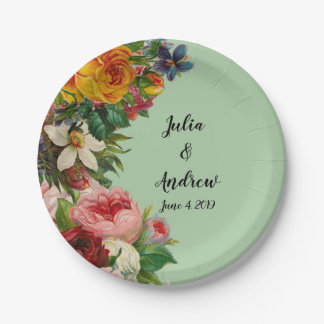 Assiettes En Carton Menthe florale