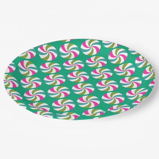 Assiettes En Carton Menthe verte de Noël (Angle)