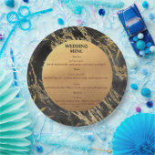 Assiettes En Carton Menu mariage à thème marbre noir et or (Fête)