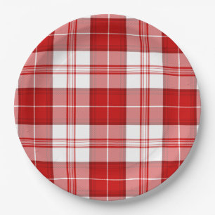 Assiettes En Carton Menzies tartan rouge blanc plaid