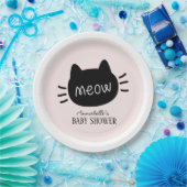 Assiettes En Carton Meow Chat noir visage rose fille Baby shower (Fête)